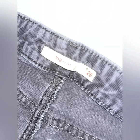 Levi’s 712 Slim Corduroy Grey Skinny Jeans Sz 26 - Picture 4 of 8